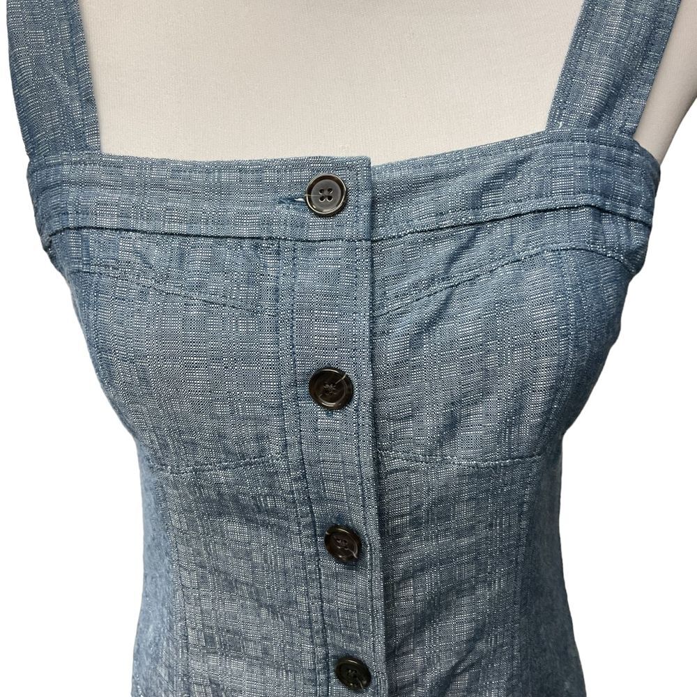 Derek Lam Chambray Denim Button Front Tank Dress Size 8 Blue Sleeveless - Picture 3 of 15